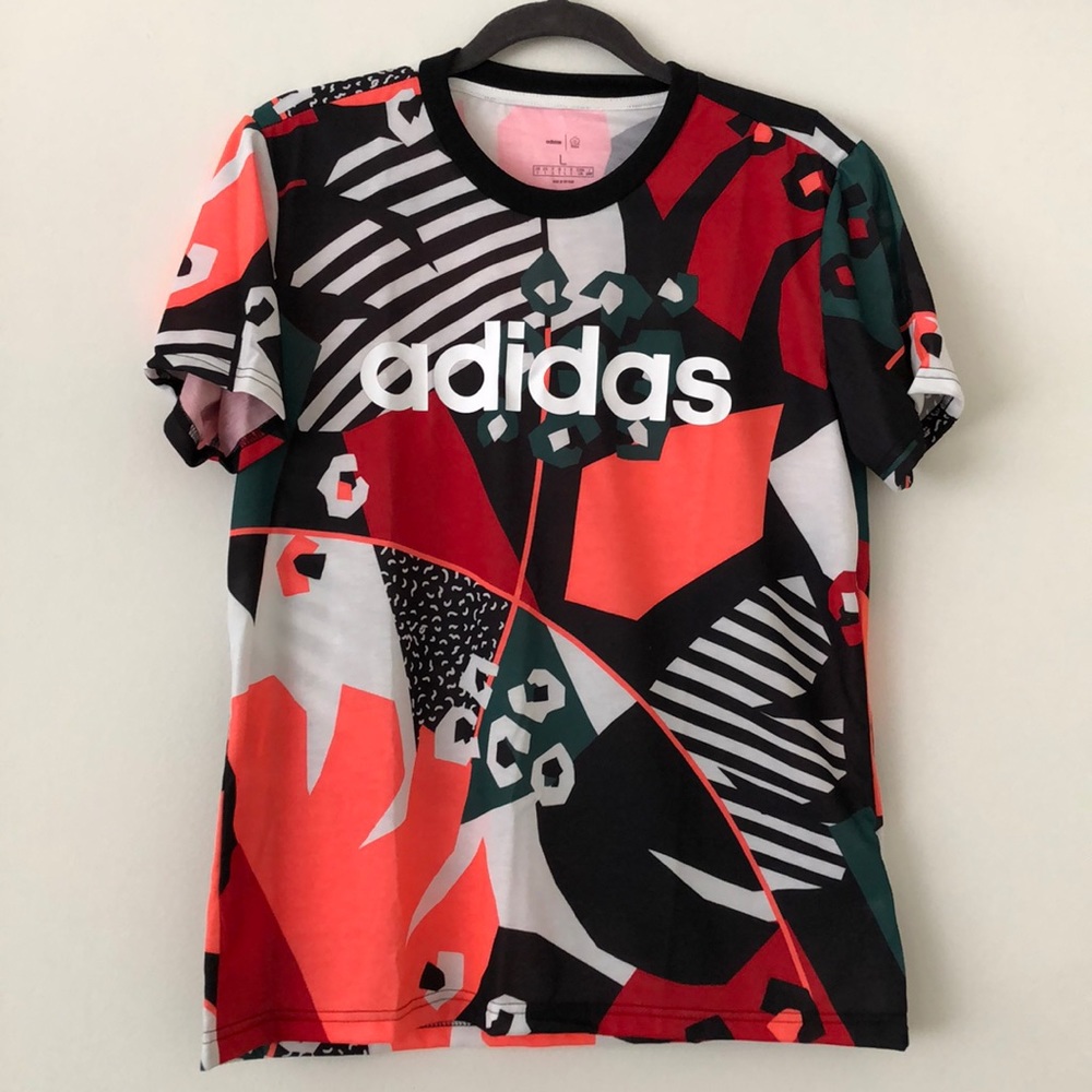 NWT: Farm Rio Adidas Multi Color SS Tee